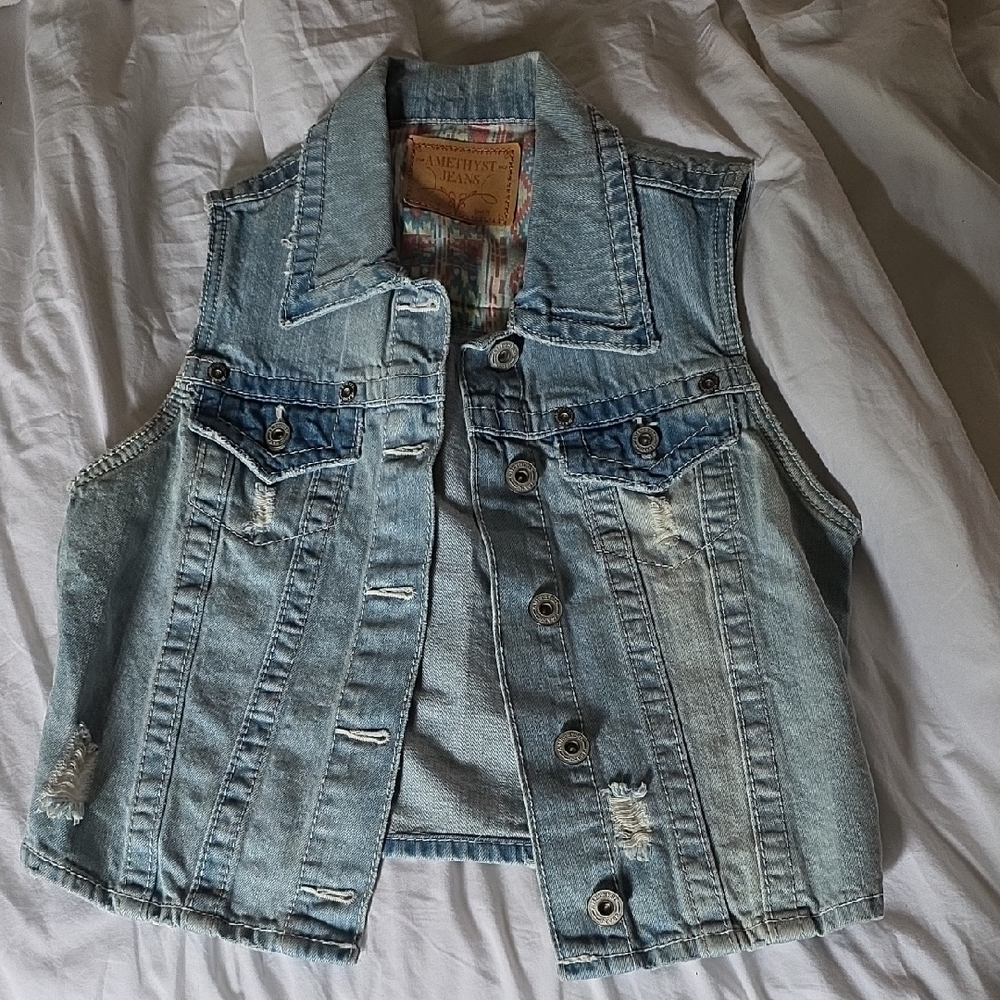 Amethyst Jeans Light Blue Denim Vest